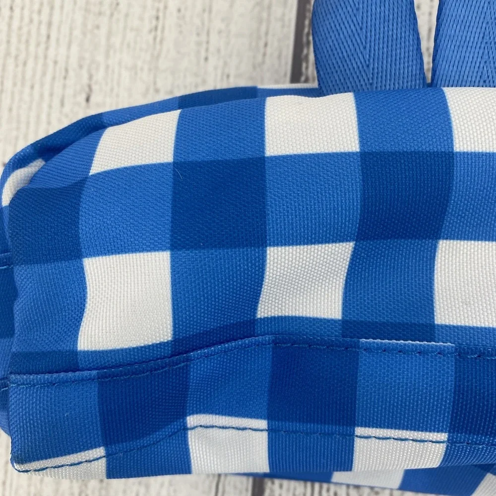 State Bags Clinton Pencil Case Blue Gingham Plaid Durable Pouch School Office